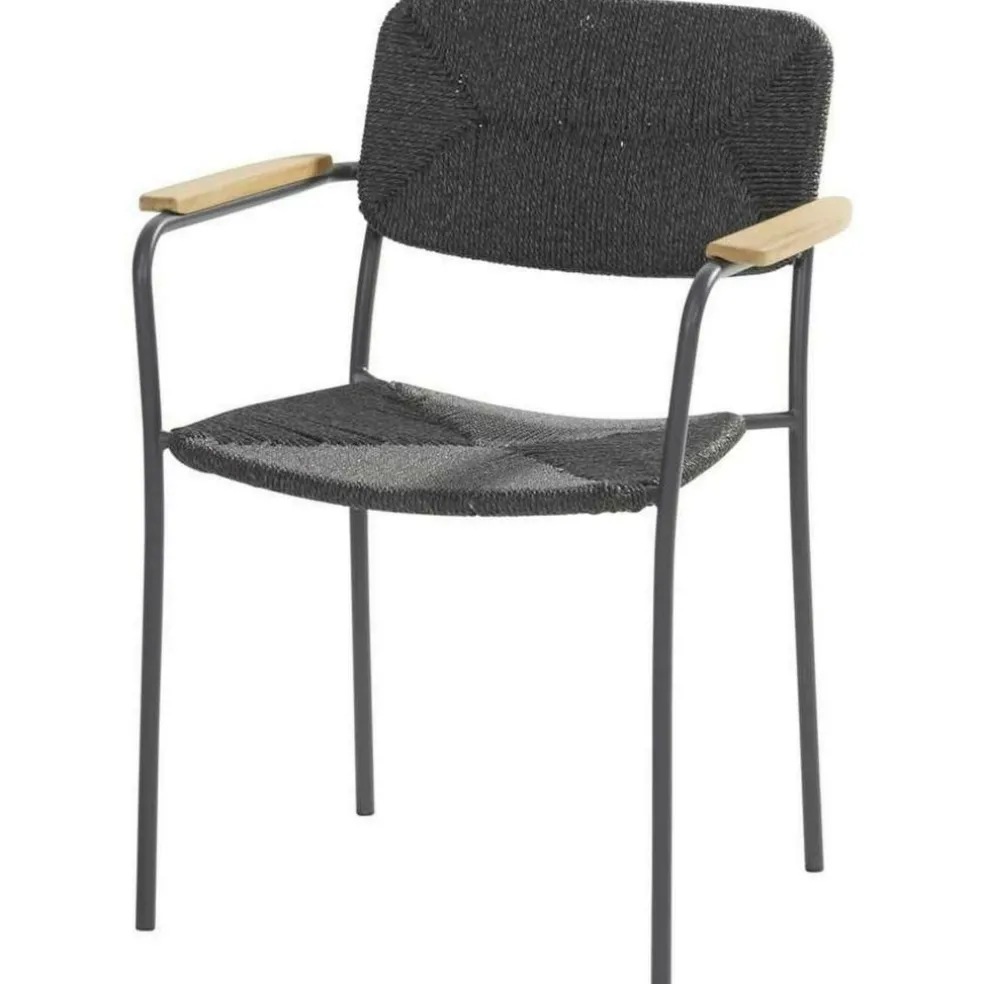 4 Seasons Outdoor Bora stapelbare tuinstoel anthracite teak