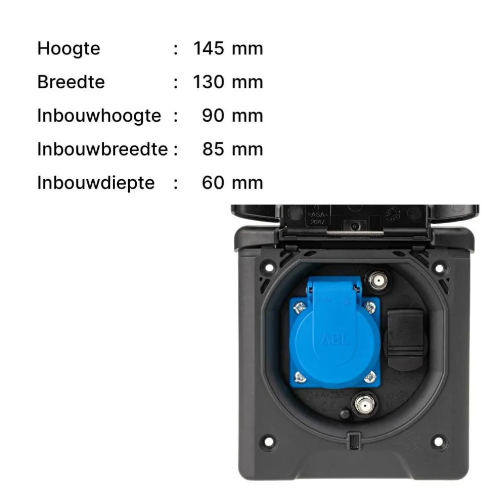 ABL 12V en TV wanduitvoerdoos zwart