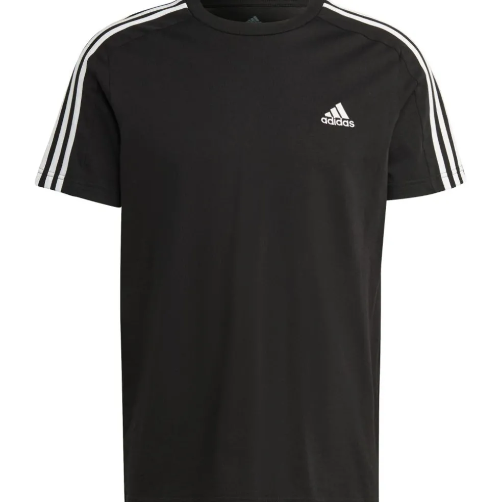 Adidas Essential Single Jersey 3-Stripes shirt heren black white