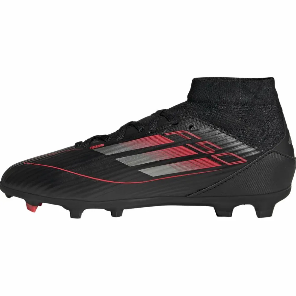 Adidas F50 League Mid FG MG voetbalschoenen junior core black iron metallic lucid red