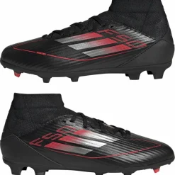 Adidas F50 League Mid FG MG voetbalschoenen junior core black iron metallic lucid red