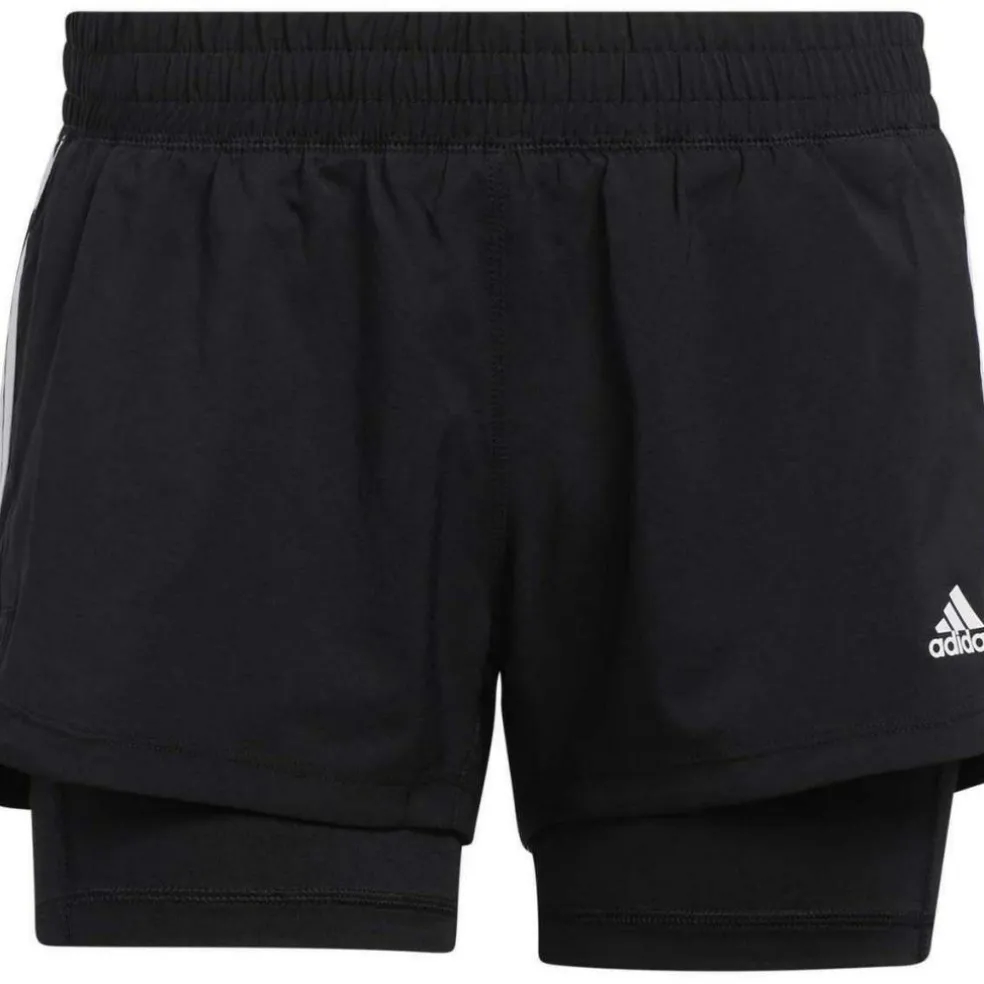 Adidas Pacer 3-Stripes 2-in-1 short dames black
