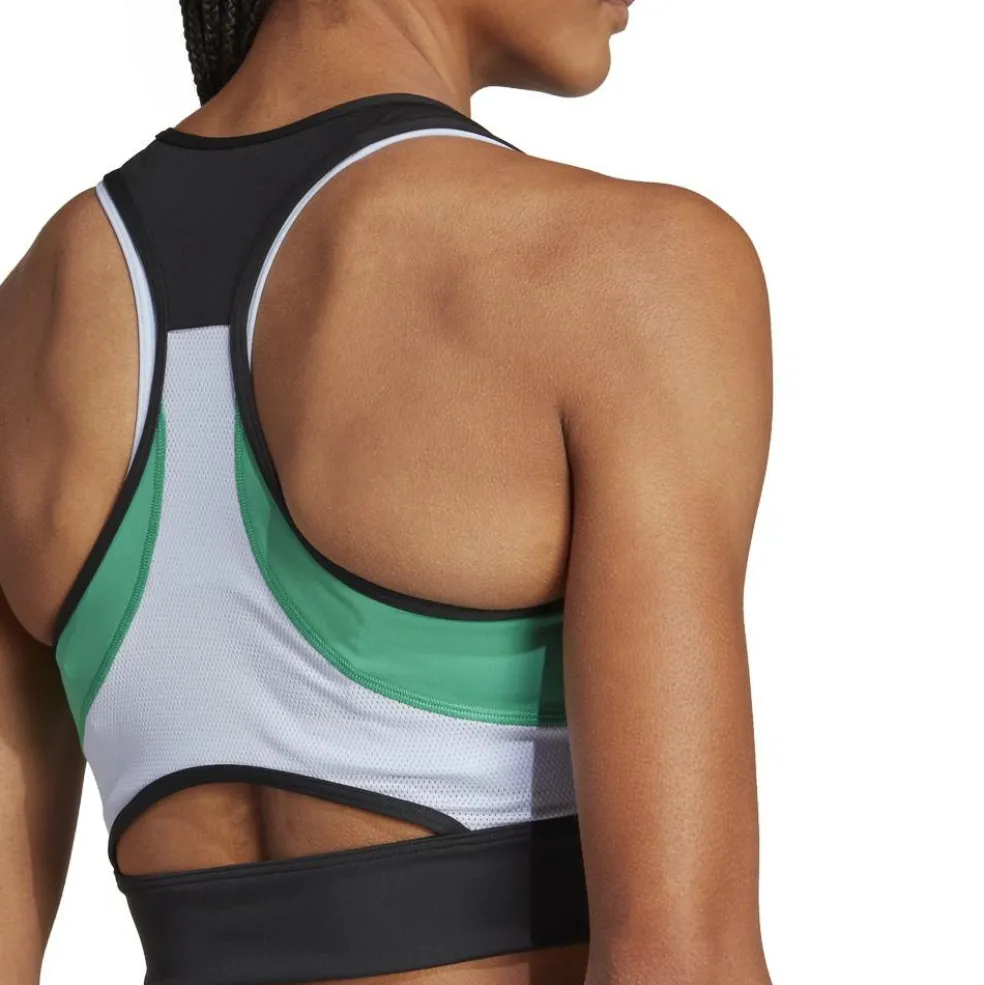 Adidas Techfit Colorblock Cropped Training tanktop dames black semi court green