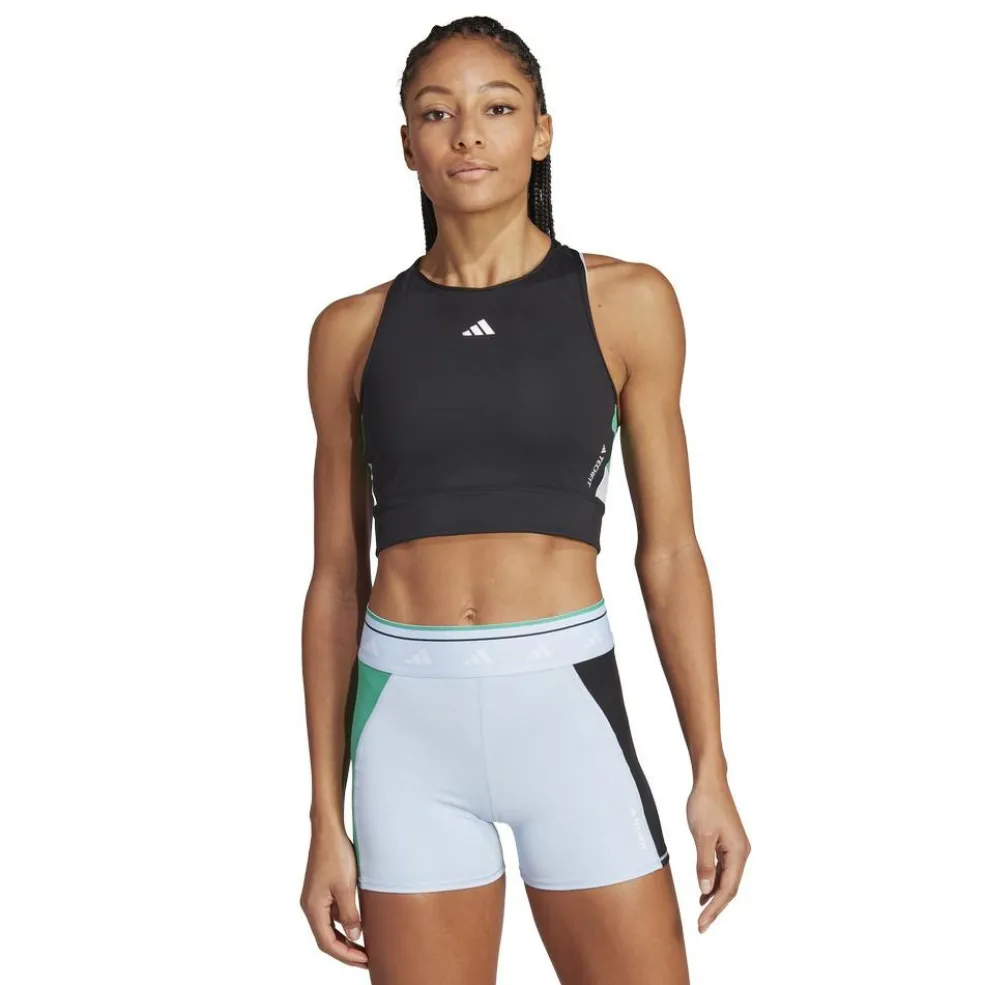 Adidas Techfit Colorblock Cropped Training tanktop dames black semi court green