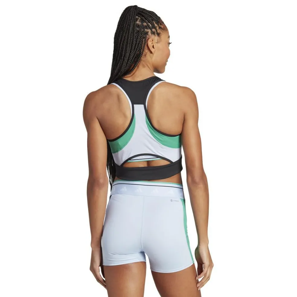 Adidas Techfit Colorblock Cropped Training tanktop dames black semi court green
