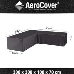 Aerocover Loungesethoes hoekset L-vorm 300 x 300 x 100 x 70  antraciet