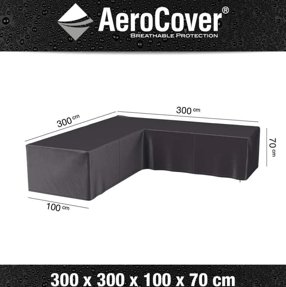Aerocover Loungesethoes hoekset L-vorm 300 x 300 x 100 x 70 antraciet