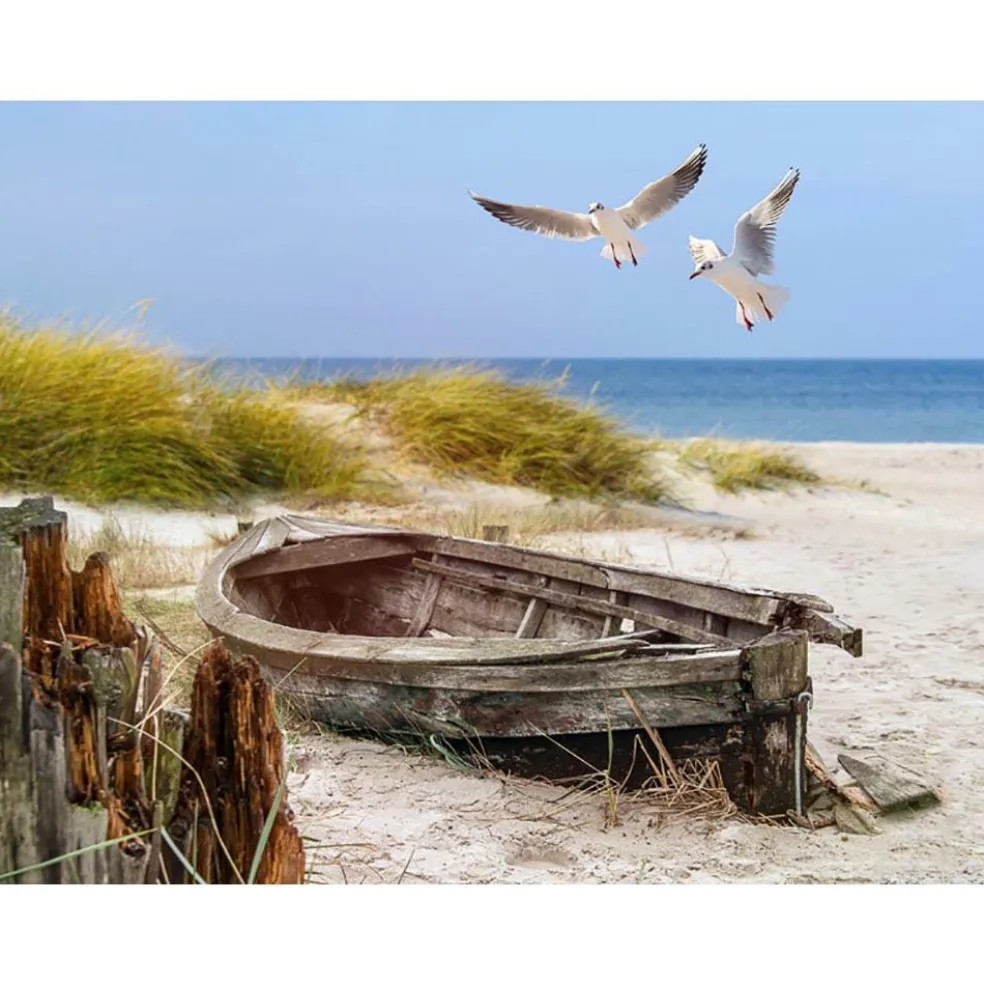 All Seasons Posters strand met boot 80 x 60 tuinposter