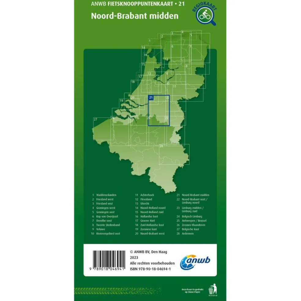 ANWB Knooppunten 21 Noord-Brabant Midden fietskaart