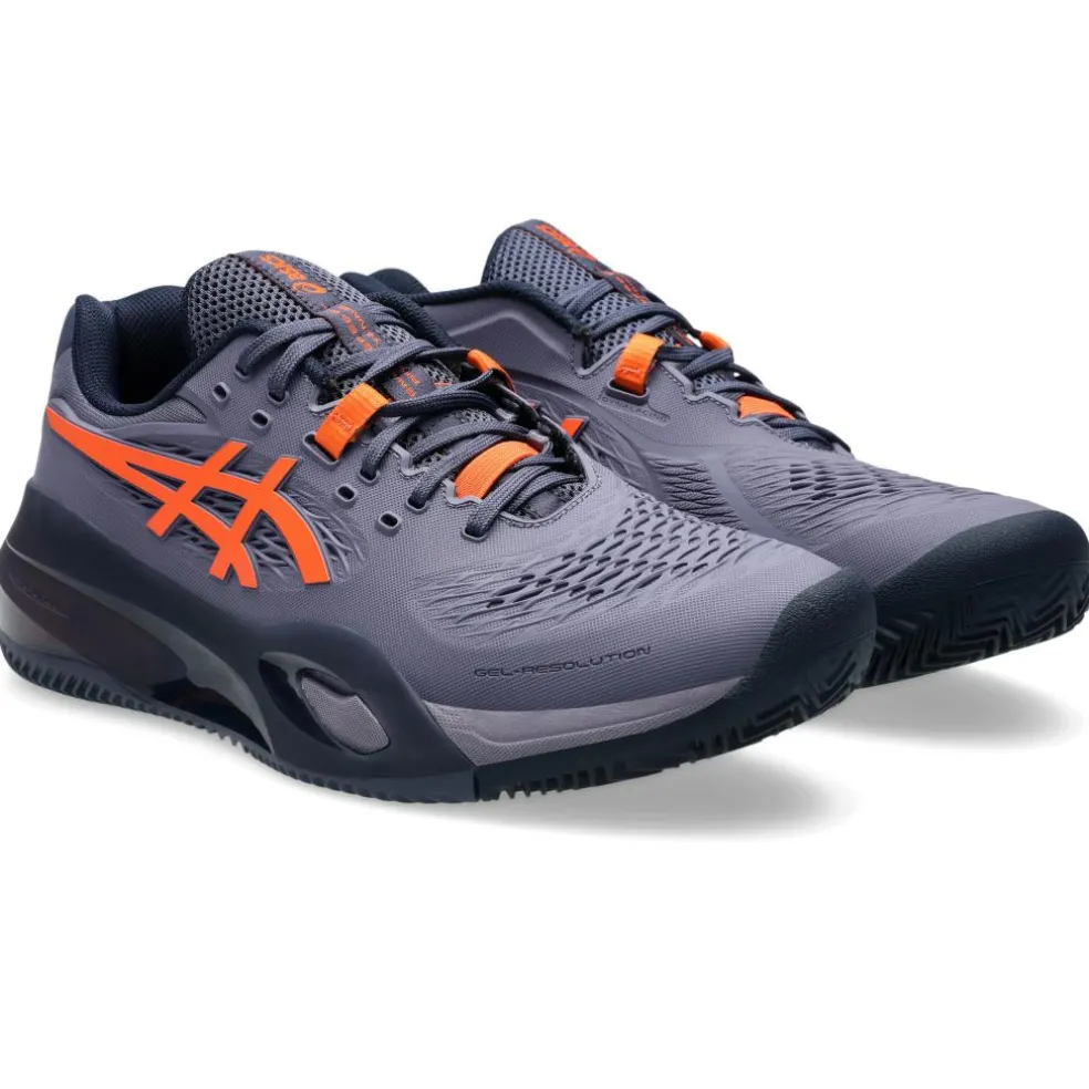 Asics Gel-Resolution X Clay tennisschoenen heren greyish purple nova orange