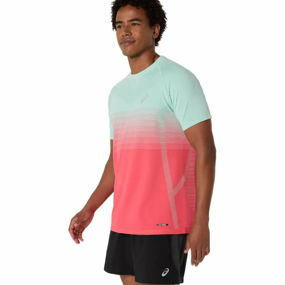 Asics Seamless SS hardloopshirt heren coral reef oasis green