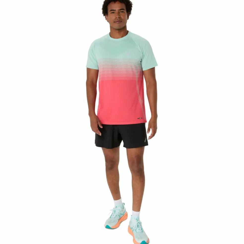Asics Seamless SS hardloopshirt heren coral reef oasis green