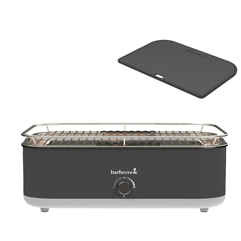 Barbecook E-Carlo elektrische barbecue midnight grey inclusief contactplaat