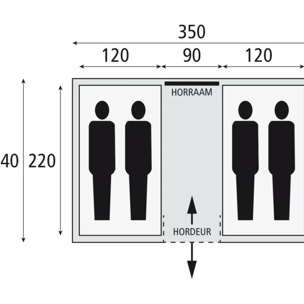 Bardani Amigo 350 vis-à-vis tent grey