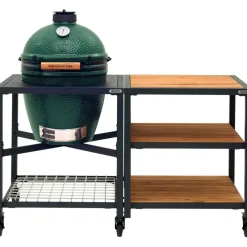 Big Green Egg  Large houtskoolbarbecue met frame en uitbreidingsframe wood