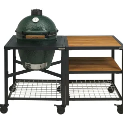 Big Green Egg  Medium houtskoolbarbecue met frame en uitbreidingsframe wood wood grid