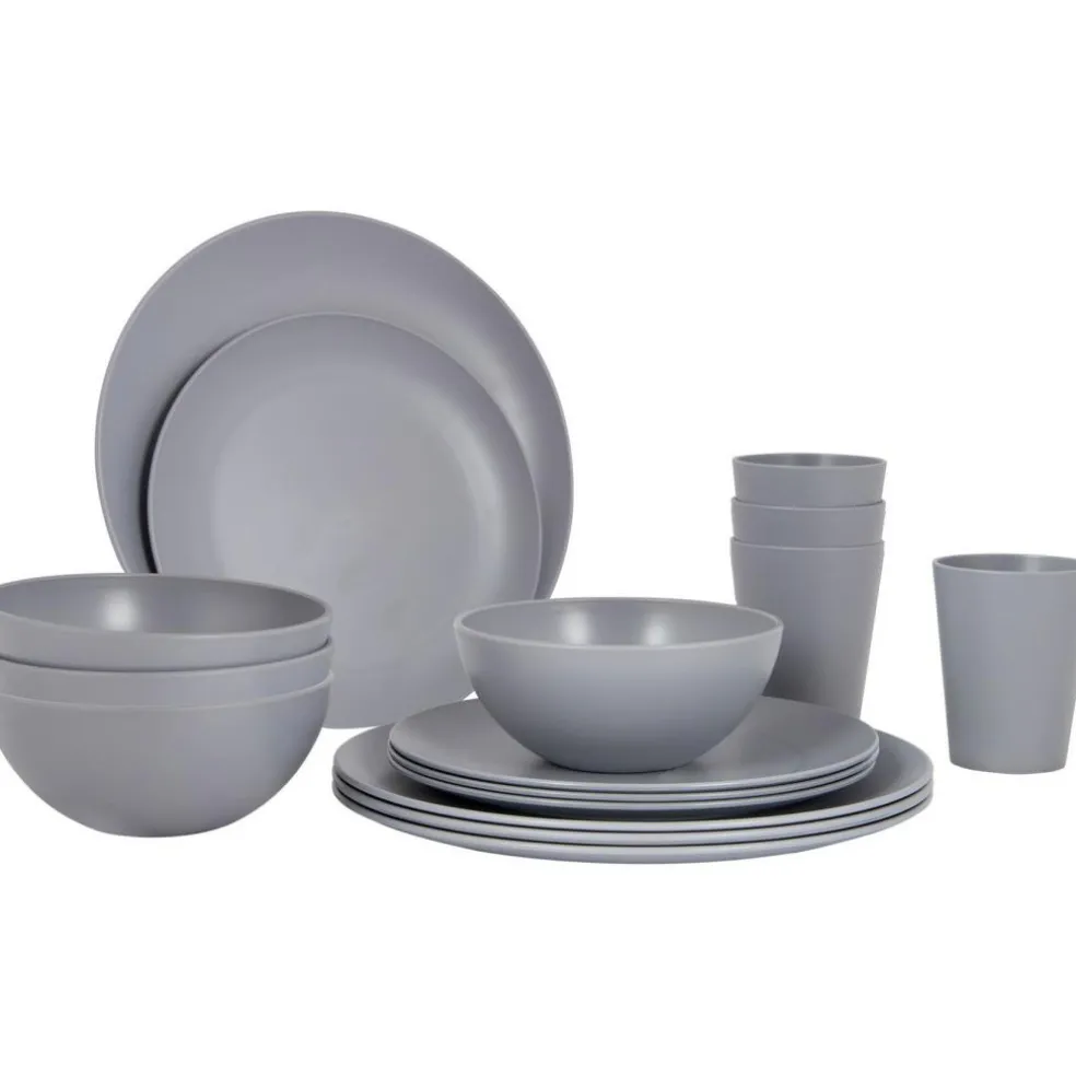 Bo-Camp Renew campingservies grey 16-delig