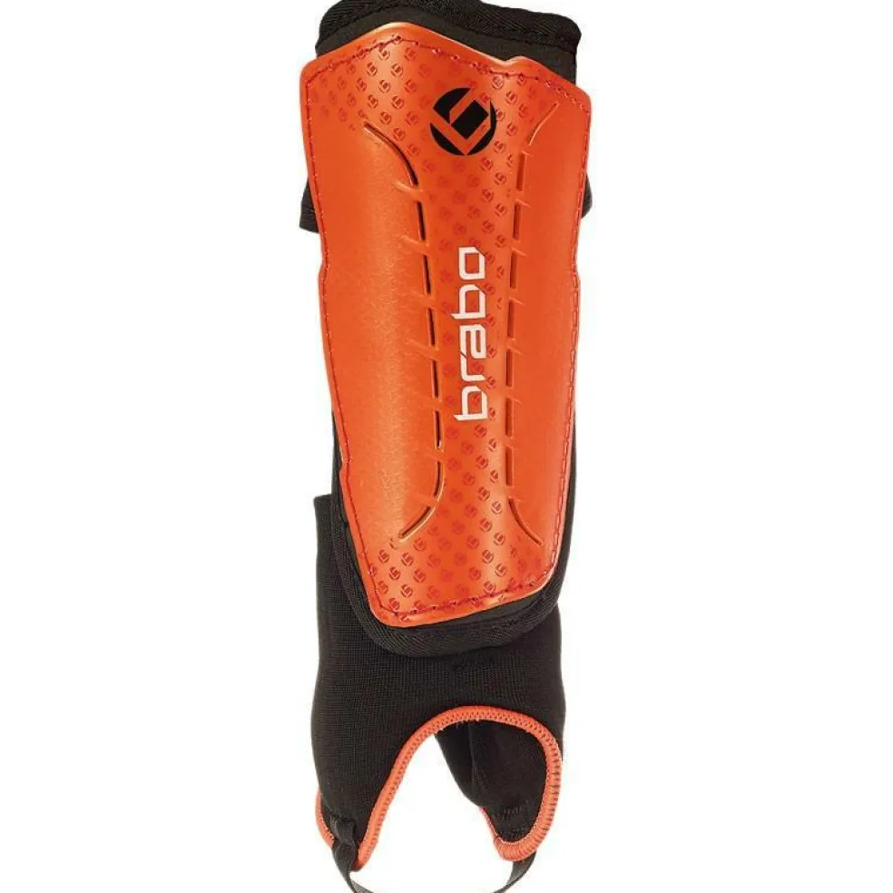 Brabo F4 Metallic scheenbeschermers met verwijderbare enkelsok junior oranje