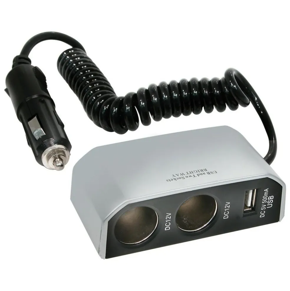 Carpoint 2-weg aanstekerdoos USB grijs