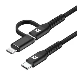 Celly Duo USB-C oplaadkabel zwart 1 meter