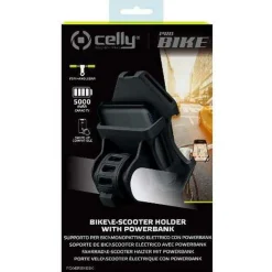 Celly Powerbike telefoonhouder inclusief powerbank zwart