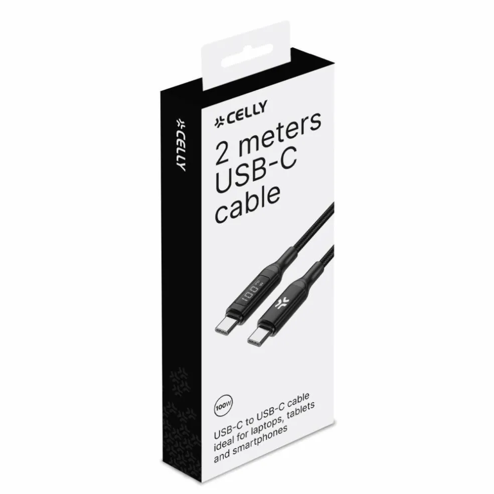 Celly USB-C oplaadkabel zwart 2 meter