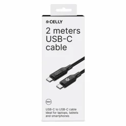 Celly USB-C oplaadkabel zwart 2 meter