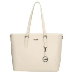 Charm London  Birmingham 15,6 inch laptop schoudertas crème
