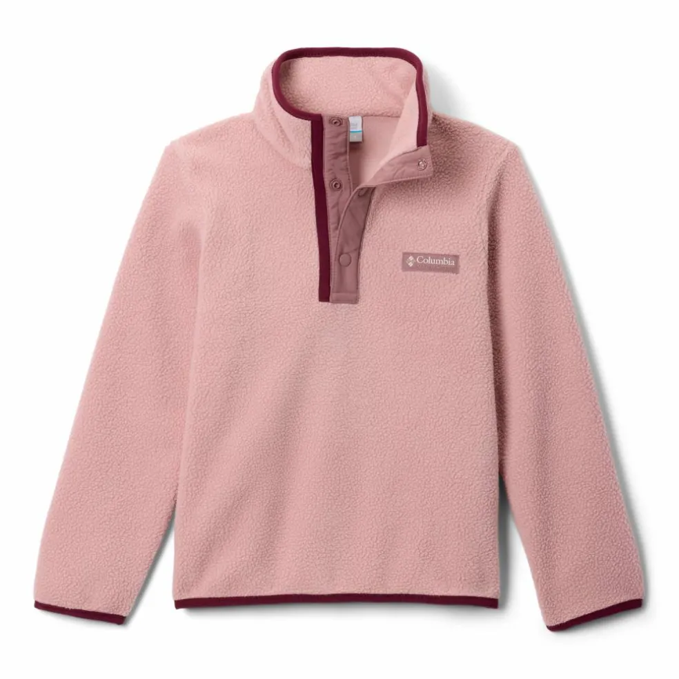Columbia Helvetia II Half Snap sweater junior eraser pink fig rich wine