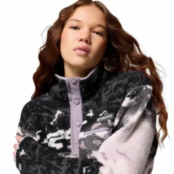 Columbia Helvetia II Printed Cropped Half Snap  sweater dames shale purple sisters shale purple