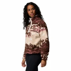 Columbia Helvetia II Printed Cropped Half Snap sweater dames tobacco sisters dark stone