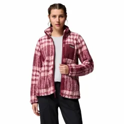 Columbia West Bend Print fleece vest dames rich wine herringplaid