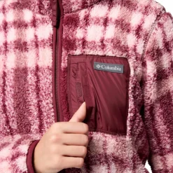 Columbia West Bend Print fleece vest dames rich wine herringplaid