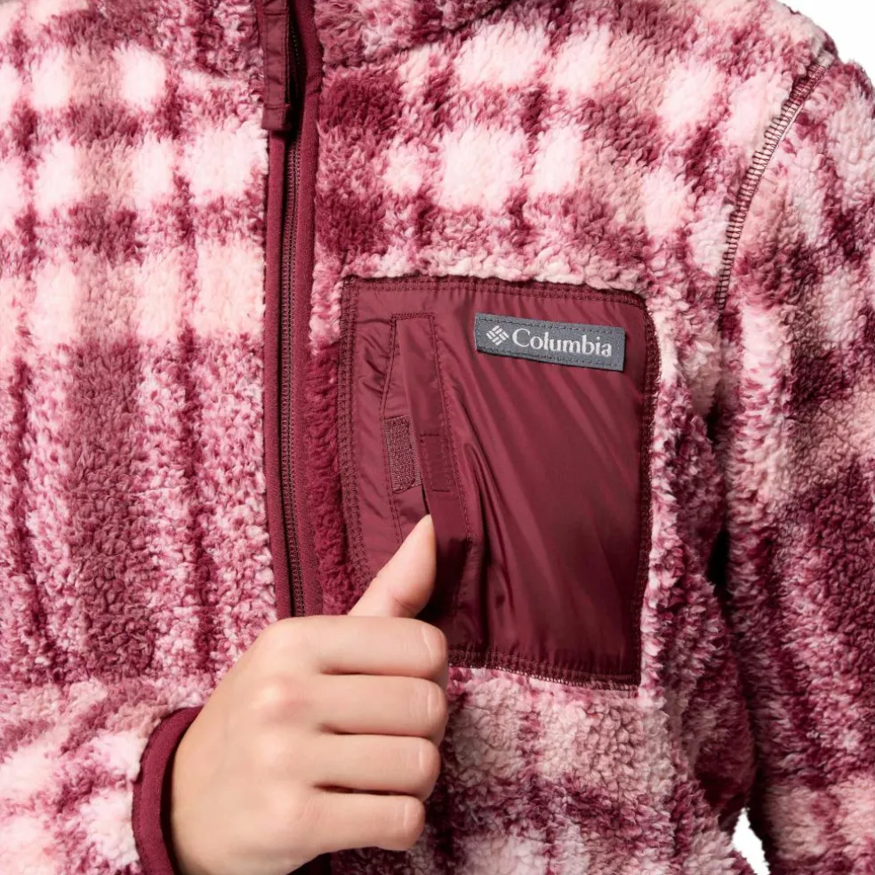 Columbia West Bend Print fleece vest dames rich wine herringplaid