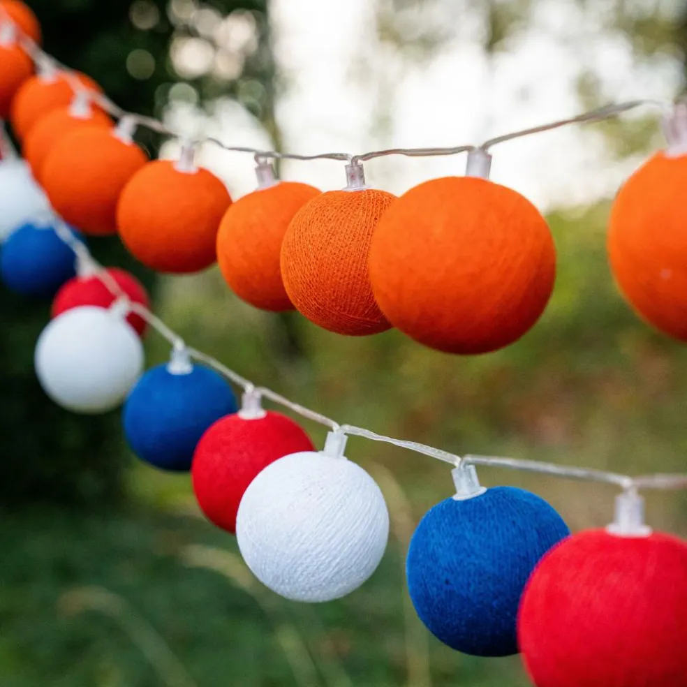 Cotton Ball Lights Dutch Edition lichtsnoer rood wit blauw