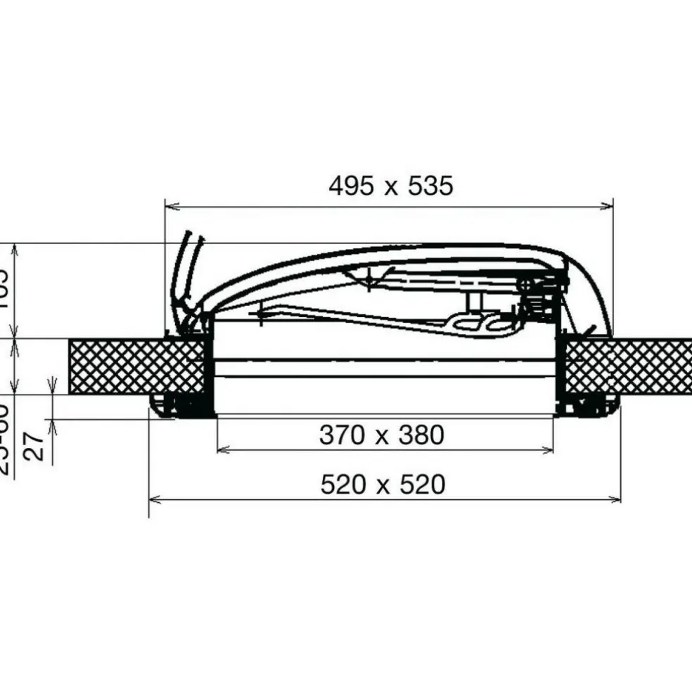 Dometic Mini Heki Style dakluik met permanente ventilatie 25 - 42 mm