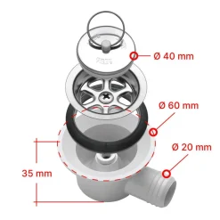 Dometic Smev haakse afvoerplug 20 mm