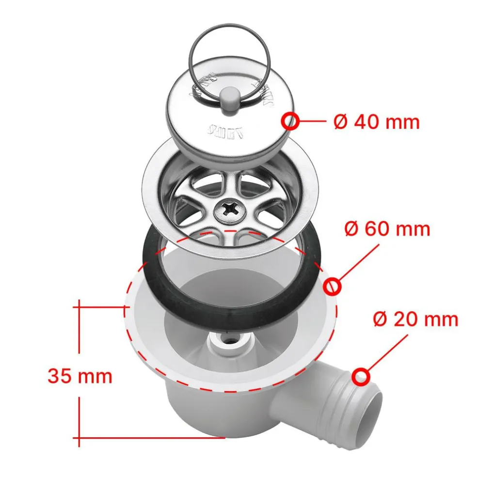 Dometic Smev haakse afvoerplug 20 mm