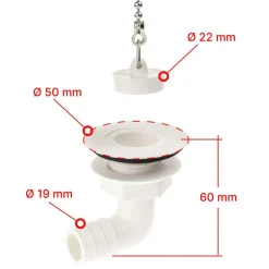 DWS Afvoerplug haaks 19 mm wit