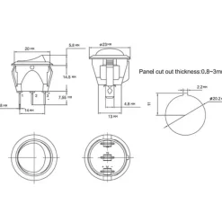 DWS SPST aan-uit schakelaar rond