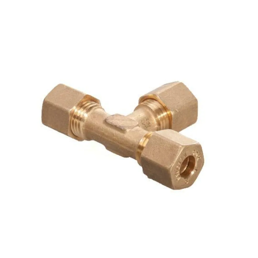 DWS T-stuk knelkoppeling 8 mm messing