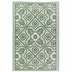 Esschert Design  Bladeren buitenkleed 120 x 180 cm green white