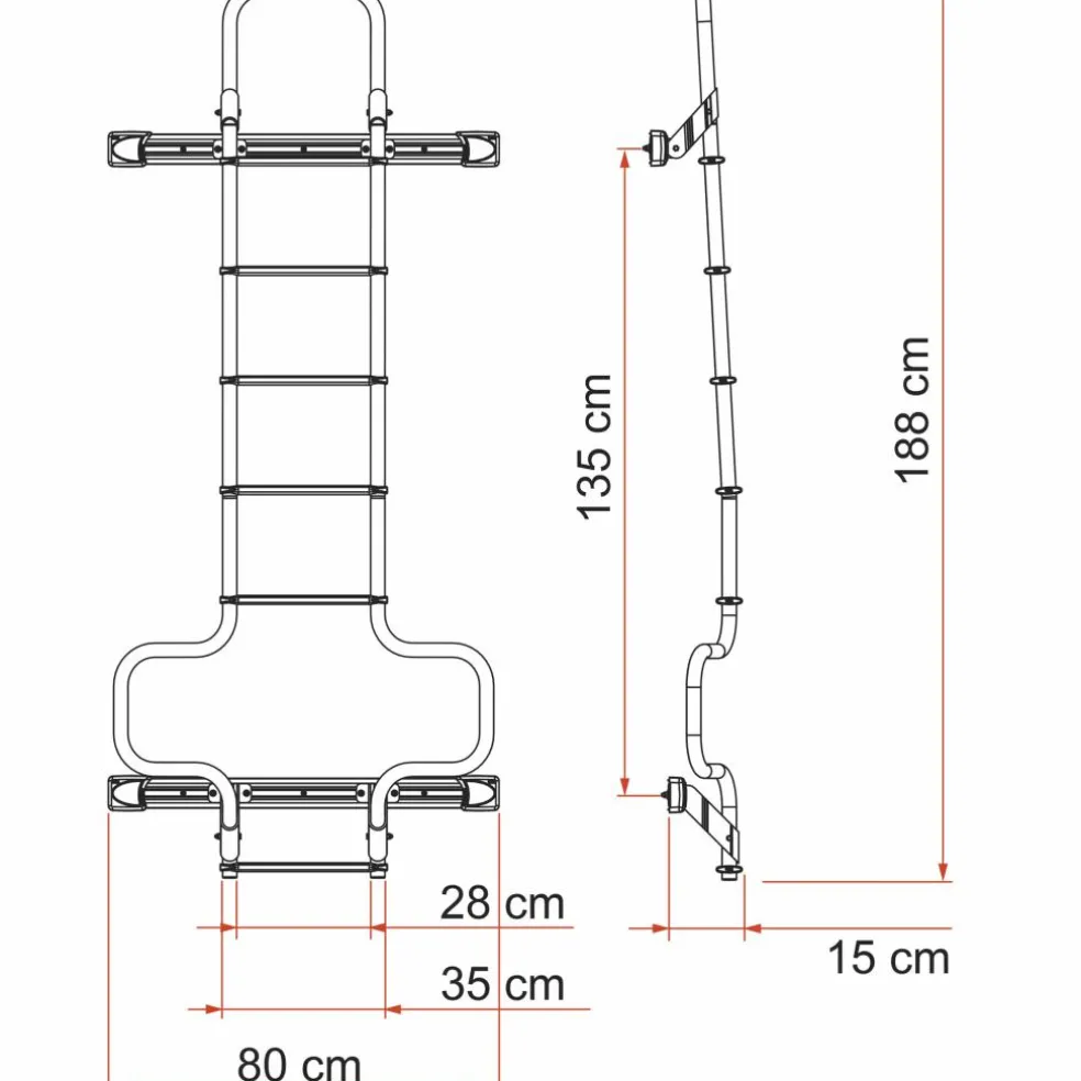 Fiamma Deluxe DJ H1 H2 ladder voor Ducato vanaf 2006 aluminium