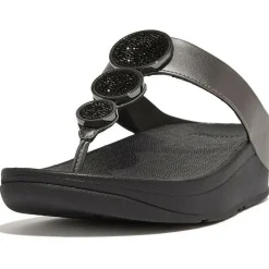 Fitflop Halo Bead-Circle Metallic Toe-Post slippers dames  pewter black