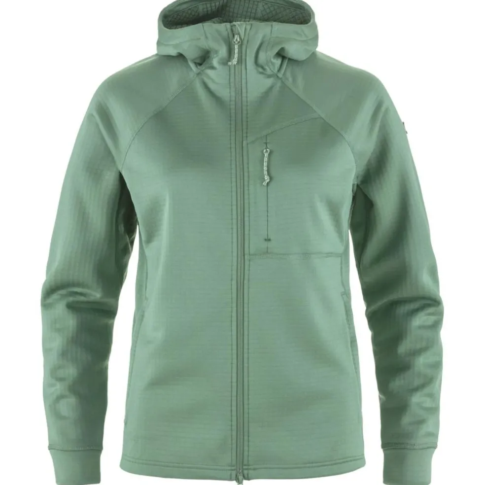 Fjällräven Abisko Grid Hoodie fleece vest dames patina green