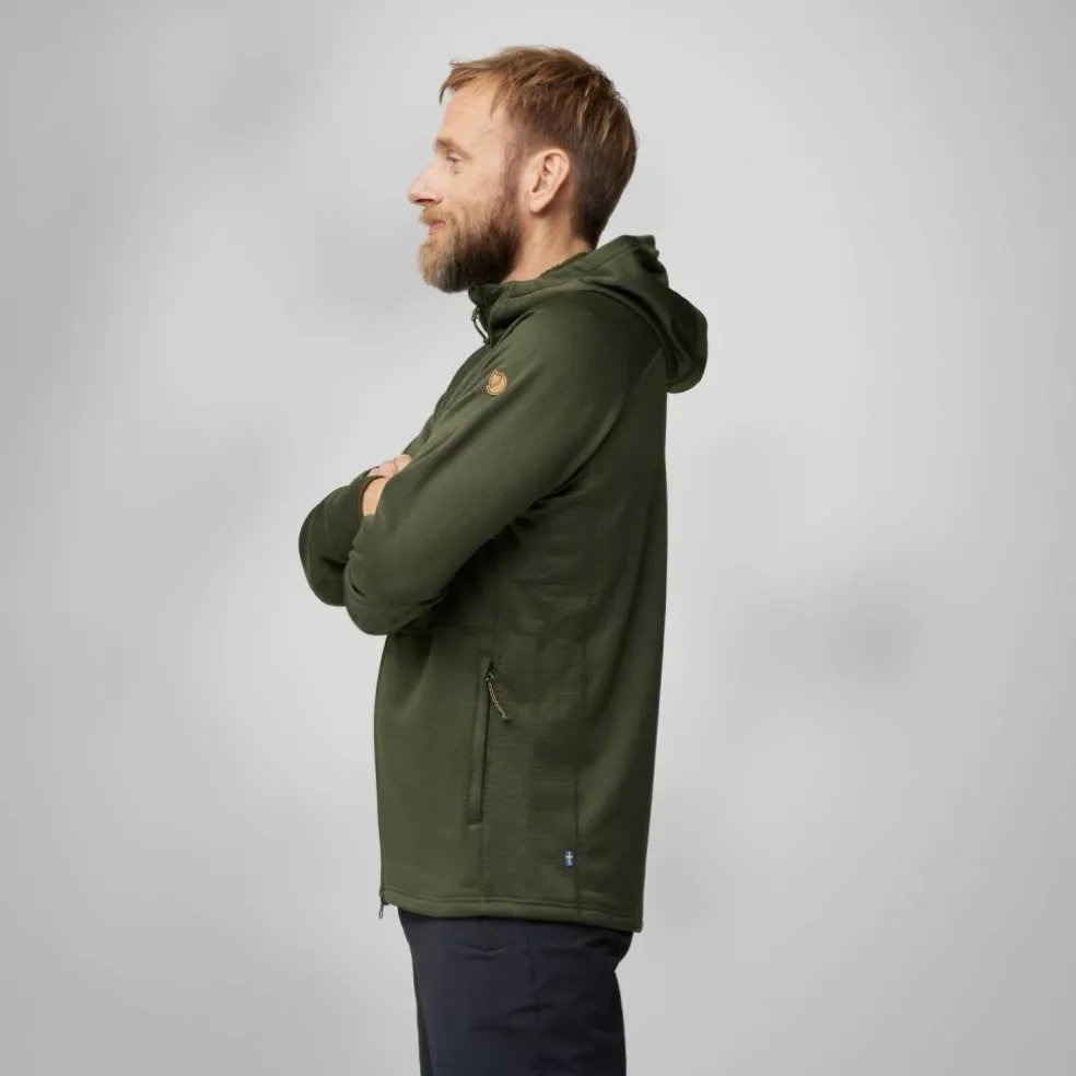 Fjällräven Abisko Grid Hoodie fleece vest heren deep forest