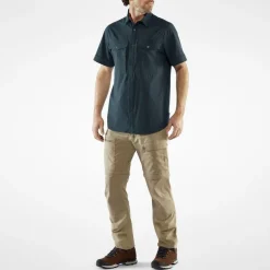 Fjällräven Abisko Trekking SS overhemd heren dark navy