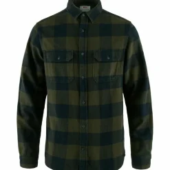 Fjällräven Ovik Heavy Flannel overhemd heren deep forest dark navy