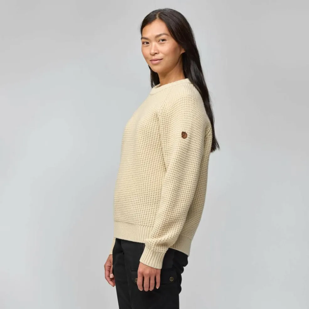 Fjällräven Övik Waffle Knit sweater dames light beige
