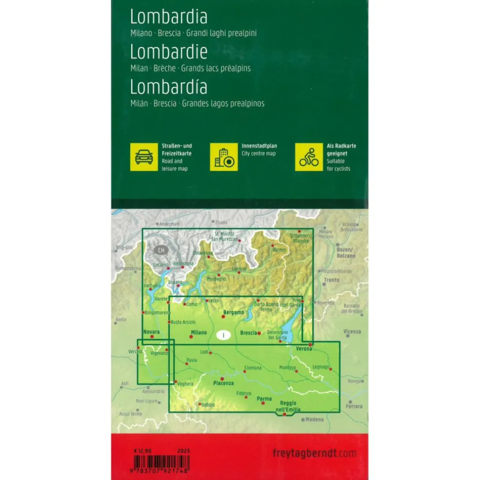 Freytag & Berndt  Lombardije Milaan Brescia Italiaanse Meren  vrijetijds- en wegenkaart